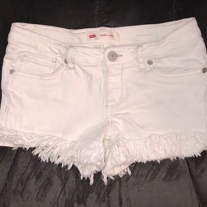White cut off jean shorts